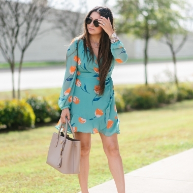 long sleeve dress, prada cuir, schutz heels, spring dress, spring outfit