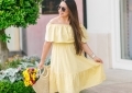 Favorite Affordable Fashion at Walmart featured by top US fashion blog, LuxMommy: image of a woman wearing a Sofia Jeans by Sofia Vergara off the shoulder eyelet midi dress, Eliza May Rose tote and Sam Edelman wedge espadrilles