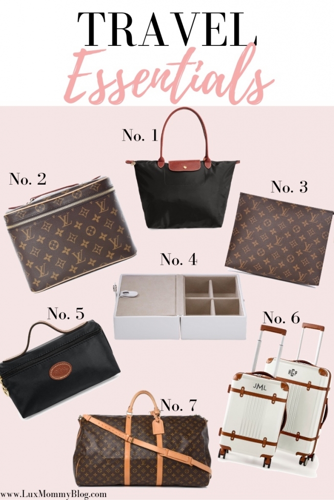 travel essentials | Travel Essentials for Women by popular fashion blog, Lux Mommy Travel: graphic image of Louis Vuitton travel bags, luggage, and cases. 