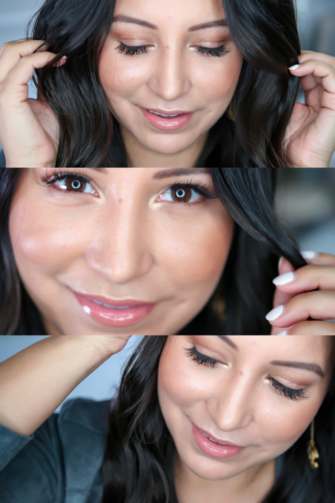 My Everyday Makeup Routine by popular Texas beauty blog, Lux Mommy: collage image of woman wearing everyday makeup.