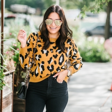 Affordable Leopard sweater styled by Houston fashion blogger luxmommy