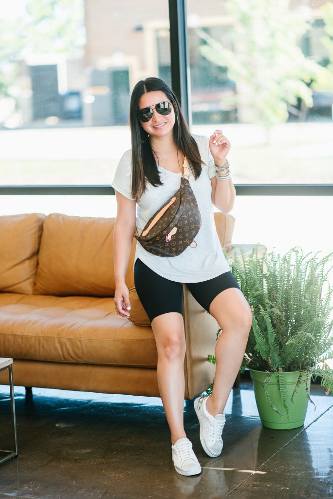 Houston top fashion blogger LuxMommy shares how to style bike shorts