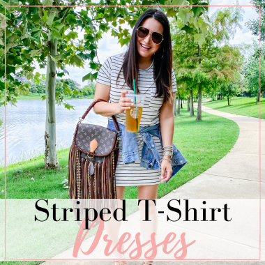 Houston fashion and lifestyle blogger LuxMommy shares striped t-shirt dresses