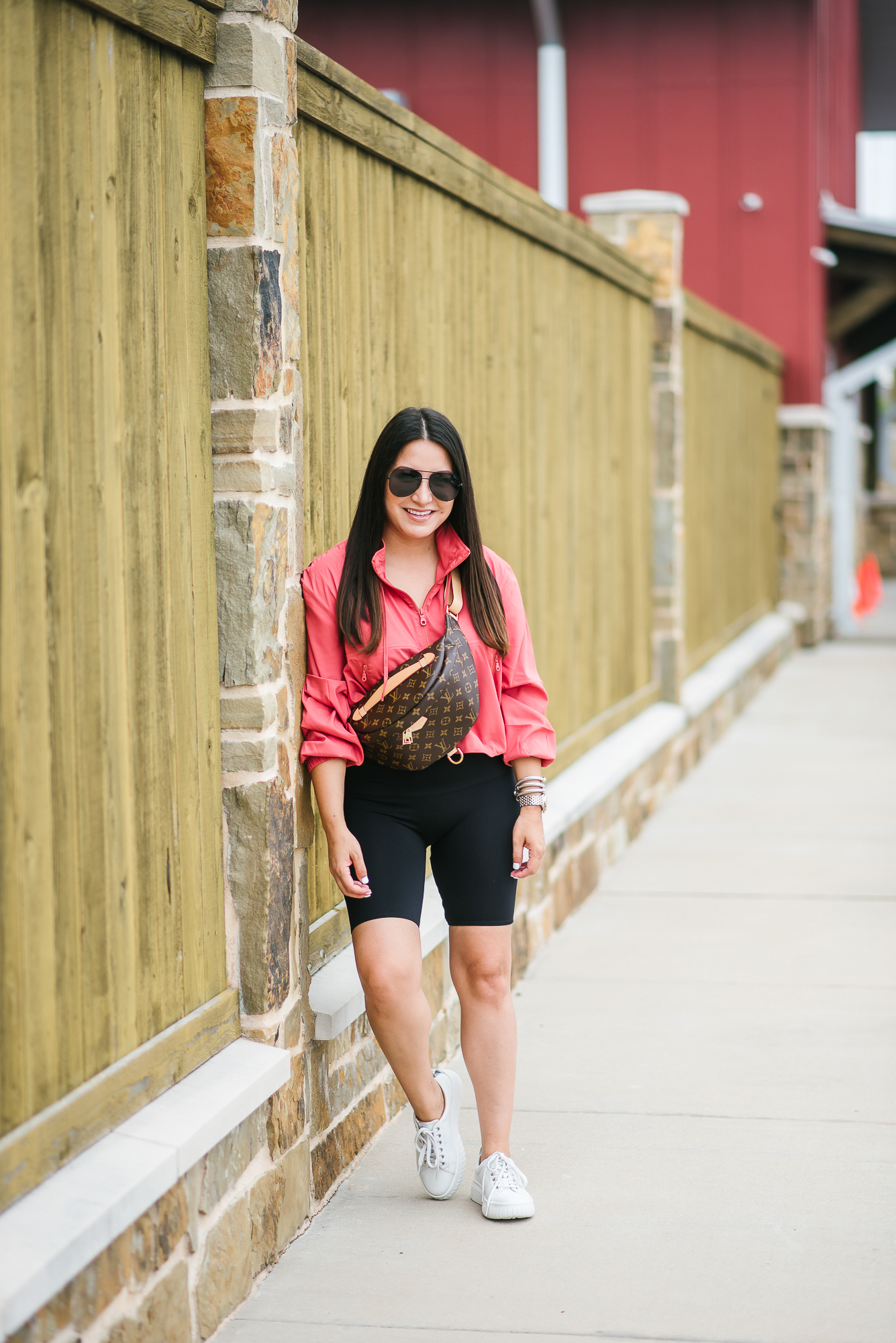 cropped windbreaker and bike shorts