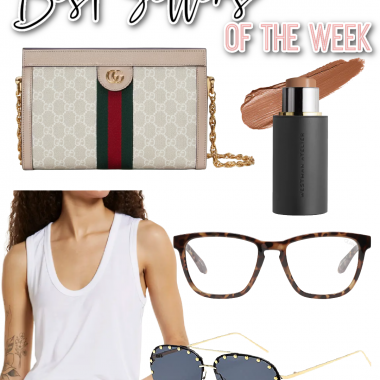 Houston fashion/lifestyle blogger LuxMommy shares best sellers of the week including new Gucci handbag, cream contour, basic tank top, Quay blue light glasses, and studded aviator sunglasses from Amazon