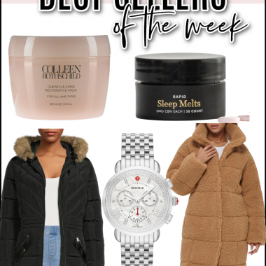 Houston fashion/lifestyle blogger LuxMommy shares best sellers of the week including lightweight puffer coat, teddy jacket, Michele watch, Colleen Rothschild mask, and CBD sleep melts