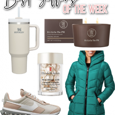 Houston fashion/lifestyle blogger LuxMommy shares best sellers of the week including my favorite Stanley cup, a super affordable candle that smells amazing, a beautiful puffer coat, hydraulic serum, and Nike sneakers