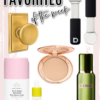 Houston fashion/lifestyle blogger LuxMommy shares favorites of the week including gorgeous gold door knobs, ice globs for facial puffiness, my favorite setting powder, an amazing moisturizer, and my favorite weekly at-home facial