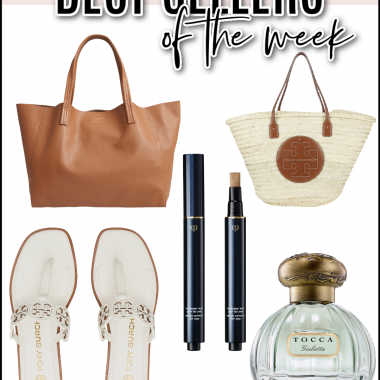 Houston fashion/lifestyle blogger LuxMommy shares best sellers of the week including the perfect everyday tote, a summer Tory Burch straw tote, Tory Burch sandals on sale, my very favorite under eye concealer, and my new favorite perfume