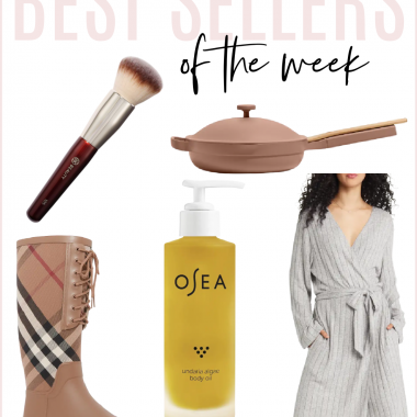 Houston fashion/lifestyle blogger LuxMommy shares best sellers of the week including my favorite powder brush, all-in-one pan on sale, Burberry Boots on sale, the perfect lightweight robe, and my favorite body oil