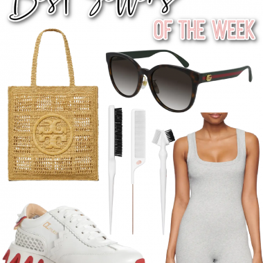 Houston fashion/lifestyle blogger LuxMommy shares best sellers of the week including Gucci sunglasses on sale, the most comfortable romper, a perfect detail set for your hair, Tory Burch straw tote, and Christian Louboutin sneakers