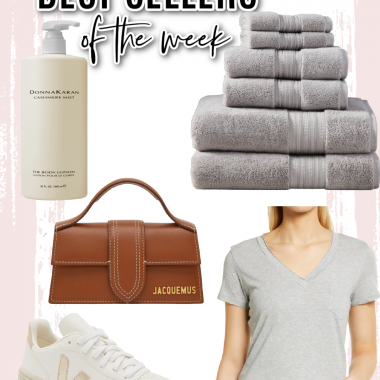 Houston fashion/lifestyle blogger LuxMommy shares best sellers of the week including my favorite lotion, the best affordable towels, the perfect mini bag for date night, classic basic tee, and sneakers