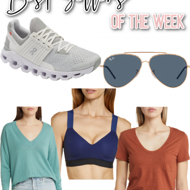 Houston fashion/lifestyle blogger LuxMommy shares best sellers of the week including favorite ON sneakers for working out, the best sports bra, perfect sweater for fall, Ray-Ban sunglasses on sale, and the best basic tee.
