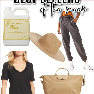 Houston fashion/lifestyle blogger LuxMommy shares best sellers of the week including the best smelling detergent, the perfect hat for fall, the comfiest joggers, perfect basic tee, and lightweight travel bag