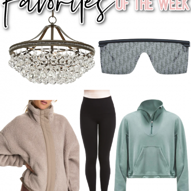 Houston fashion/lifestyle blogger LuxMommy shares favorites of the week including the most gorgeous chandelier, Dior sunglasses, a perfect fuzzy fall jacket, my current favorite pullover, and the best leggings.