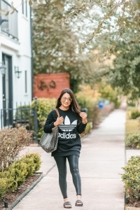 spanx leggings, faux leather leggings, spanx faux leather leggings, rockstud slides, valentino slides, goyard st louis