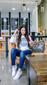 Nasa sweater, converse sneakers, goyard st louis handbag, wal-mart jeans