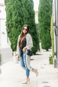 free people kimono, chanel mini square, valentino pumps, black express cami