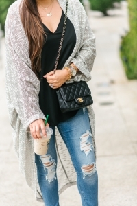 free people kimono, chanel mini square, valentino pumps, black express cami