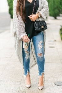 free people kimono, chanel mini square, valentino pumps, black express cami