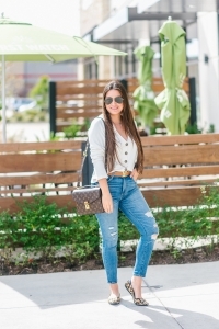 Abercrombie jeans, Rothy flats, louis vuitton belt, pochette metic, white tee, long hair, skinny jeans, casual outfit