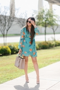 long sleeve dress, prada cuir, schutz heels, spring dress, spring outfit