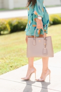 long sleeve dress, prada cuir, schutz heels, spring dress, spring outfit