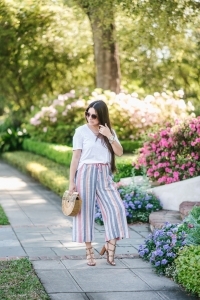 Striped pants and basic tee