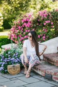 Striped pants and basic tee