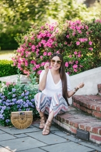 Striped pants and basic tee
