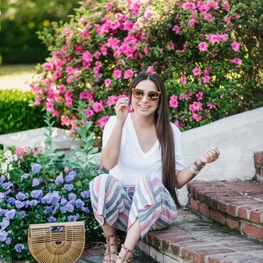 Striped pants and basic tee