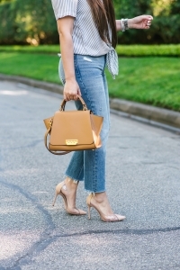 Tie front top + Mom Jeans