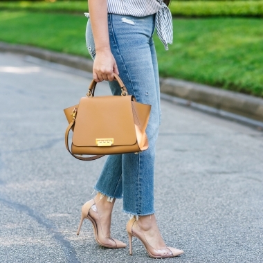 Tie front top + Mom Jeans