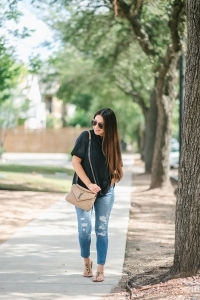 YSL College Bag, free people tee, abercrombie jeans, sam edelman leopard sandals, quay Jaclyn Hill sunglasses