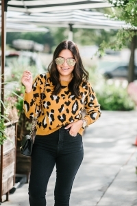 Affordable Leopard sweater styled by Houston fashion blogger luxmommy