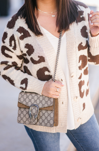 Houston fashion blogger casual style in a leopard cardigan