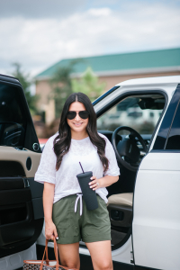 Houston top fashion and lifestyle blogger LuxMommy shares her favorite casual weekend style with nordstrom top, nordstrom shorts