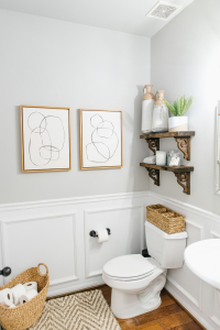 Houston top fashion and lifestyle blogger LuxMommy shares her affordable powder room update