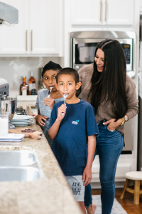 Houston top fashion and lifestyle blogger LuxMommy bakes cookies with her kids and shares some new Walmart Home finds including the most beautiful affordable washable rug