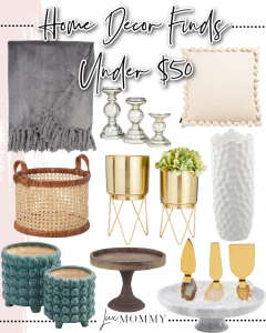 Houston fashion/lifestyle blogger LuxMommy shares home decor finds under $50, affordable home decor including pillow, throw blanket, trinket dish, candles, basket, vase, and more.