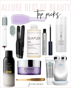 Houston fashion/lifestyle blogger LuxMommy shares Allure best of beauty top picks including detangler detangling hairbrush, Clinique cleansing balm, revitalash revitabrow eyebrow conditioner, AireBrush blow dry brush, NuFace facial toning device, cordless flat iron, hourglass restoring essence, and ultra precision tweezers