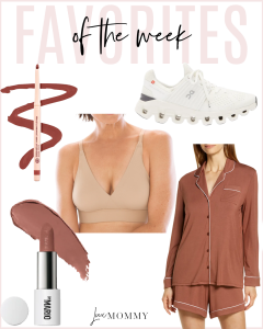 Houston fashion/lifestyle blogger LuxMommy shares best sellers of the week including favorite lip liner and lipstick, bra, pajama set, and sneakers