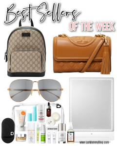 Houston fashion/lifestyle blogger LuxMommy shares best sellers of the week including large vanity mirror, Gucci backpack, Tory Burch shoulder bag, Fendi sunglasses, and Dermstore skincare set