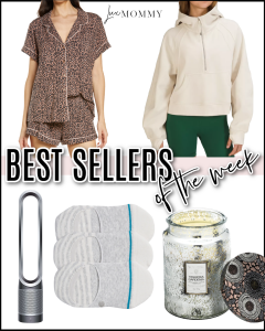 Houston fashion/lifestyle blogger LuxMommy shares best sellers of the week including Dyson fan, two piece leopard print pajama set, Lululemon pullover, my favorite no show socks, and a gardenia candle