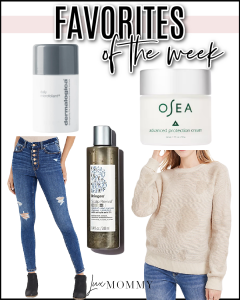 Houston fashion/lifestyle blogger LuxMommy shares favorites of the week including charcoal shampoo, the best distressed denim skinny jeans from Maurice's, a perfect Valentine's Day heart sweater, a microfoliant, and an amazing facial moisturizing cream.