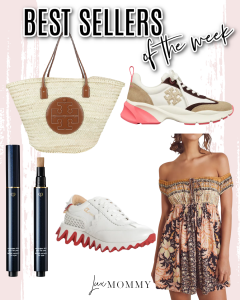 Houston fashion/lifestyle blogger LuxMommy shares best sellers of the week including Louboutin sneakers, Tory Burch sneakers, the best under eye concealer, Tory Burch straw tote that's perfect for summer, and Free People dress on sale