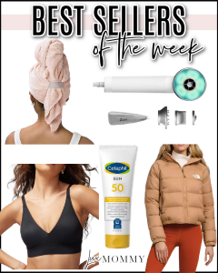 Houston fashion/lifestyle blogger LuxMommy shares best sellers of the week including the best hair towel, my current go to sunscreen, the perfect bralette, a must have lightweight puffer jacket and a great blow dryer! Use my code to save!