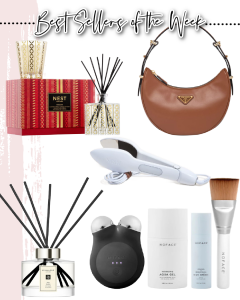 Houston fashion/lifestyle blogger LuxMommy shares best sellers of the week including a Nest diffuser set, another amazing reed diffuser, the perfect Prada bag, Nuface Mini+, and handheld steam iron.