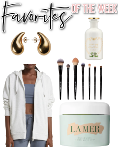 Houston fashion/lifestyle blogger LuxMommy shares favorites of the week including the softest and warmest hoodie from Zella, my current favorite earrings from Bottega Veneta, Gucci perfume, an amazing brush set from BK Beauty, and my ultimate favorite splurge body creme from La Mer